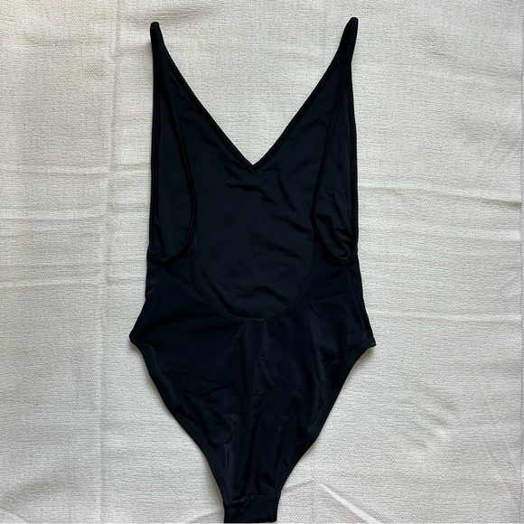 Black One Piece Low Back High Leg - Picture 2 of 4